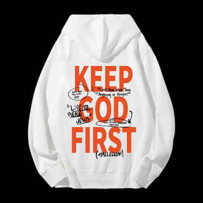 Keep God First Drawstring Hoodie