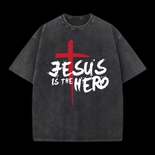 Jesus Is The Hero Washed T-Shirt