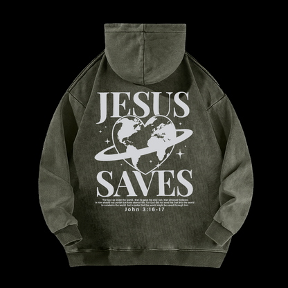 Jesus Saves Washed Hoodie