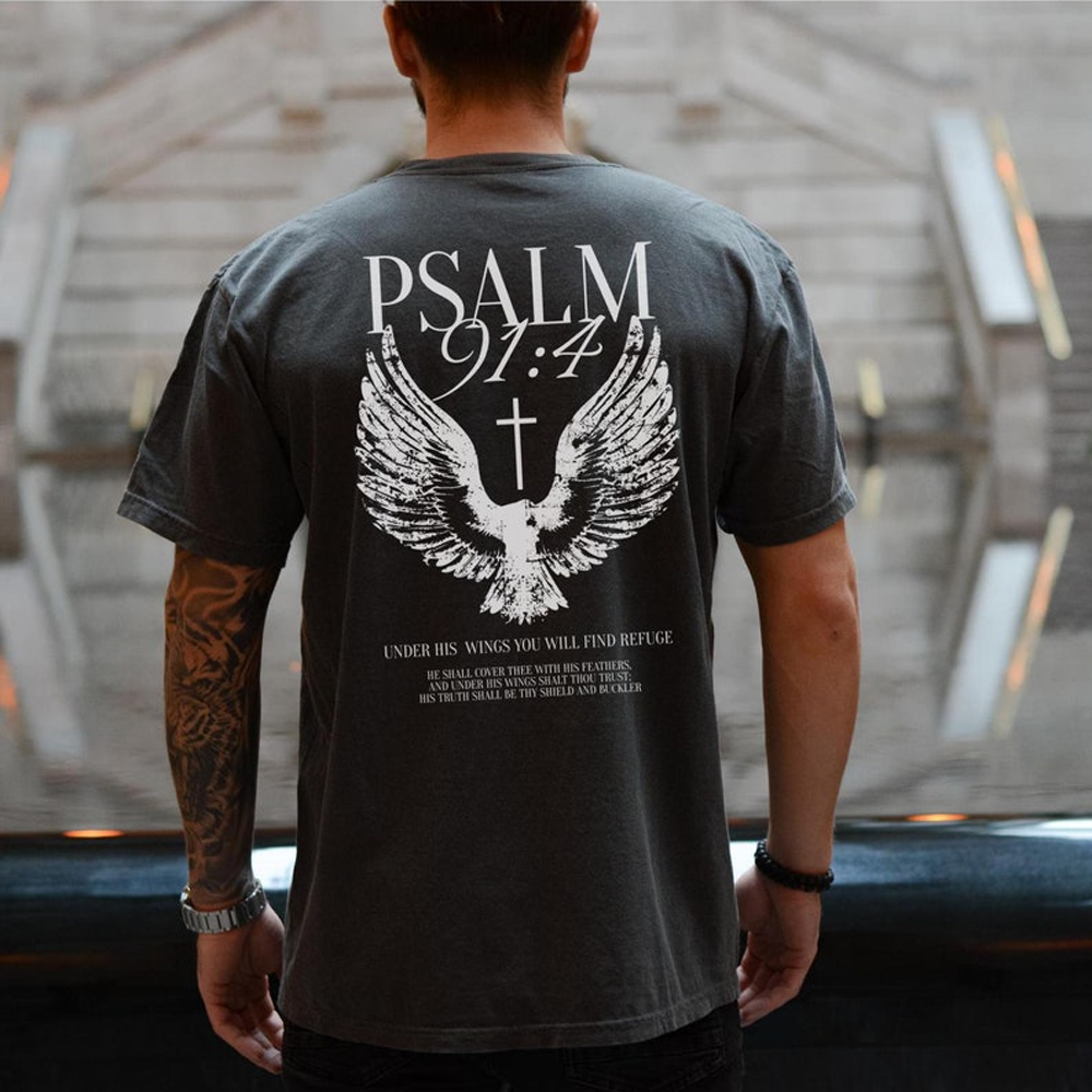 Psalm 91:4 Cotton T-Shirt