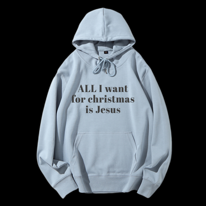 All I Want For Christmas Is Jesus Puff Print Drawstring Hoodie