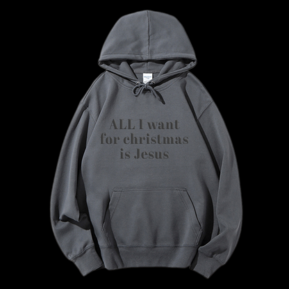 All I Want For Christmas Is Jesus Puff Print Drawstring Hoodie