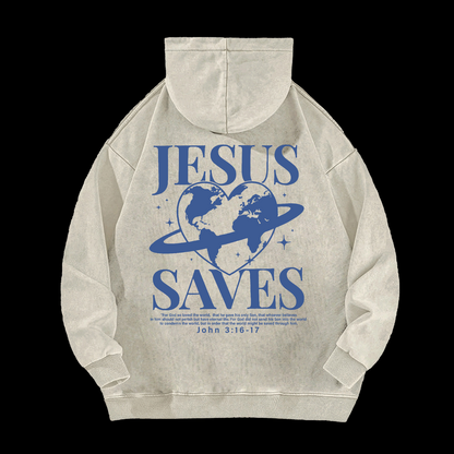 Jesus Saves Washed Hoodie