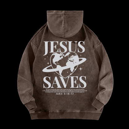 Jesus Saves Washed Hoodie
