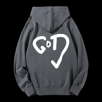 God Heart Drawstring Hoodie