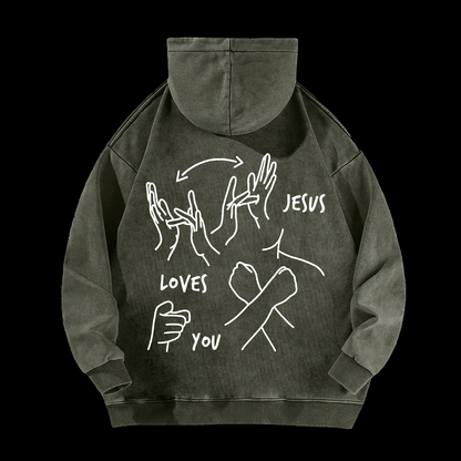Jesus Loves You  Washed Hoodie