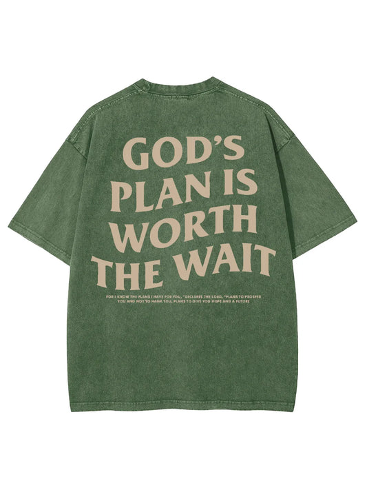 God's Plan Is Worth The Wait Unisex Washed T-Shirt