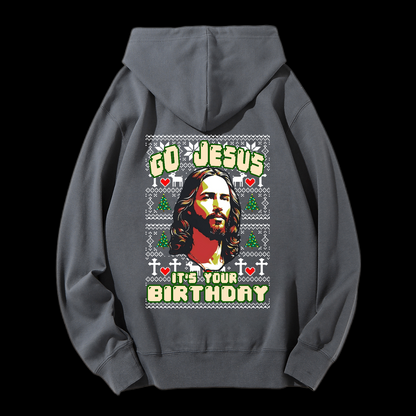Go Jesus It's Your Birthday Christmas Drawstring Hoodie