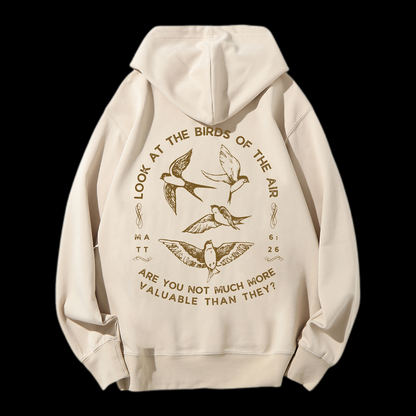 Look At The Birds Of The Air Drawstring Hoodie