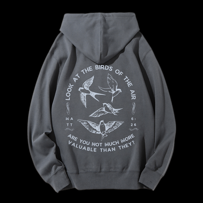 Look At The Birds Of The Air Drawstring Hoodie