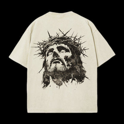 PORTRAIT OF JESUS ACID WASHED T-SHIRT -back