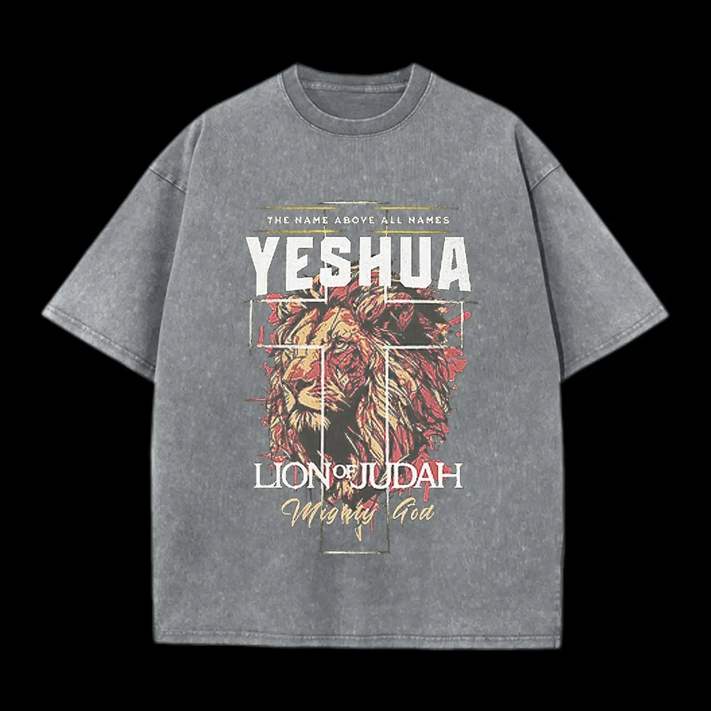 The Name Aboye All Names Yeshua Lion Of Judah Washed T-Shirt