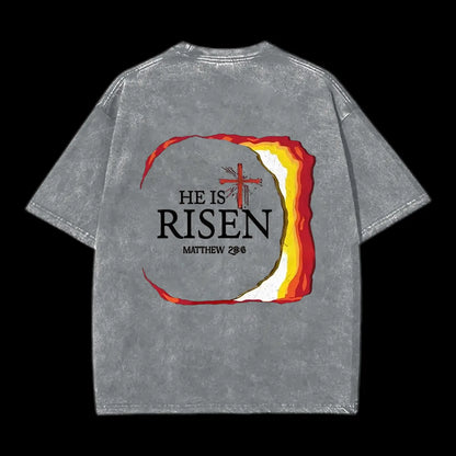 He Is Risen Christian Washed T-Shirt