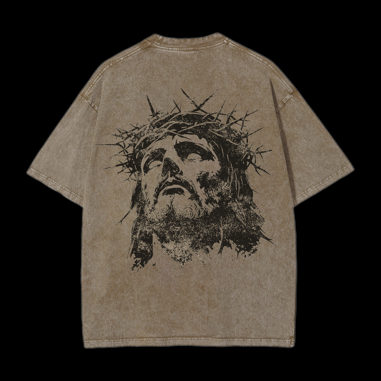 PORTRAIT OF JESUS ACID WASHED T-SHIRT -back