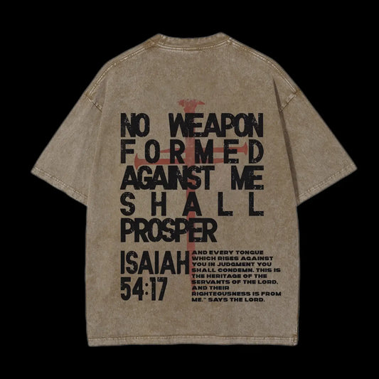 NO WEAPON CHRISTIAN WASHED T-SHIRT