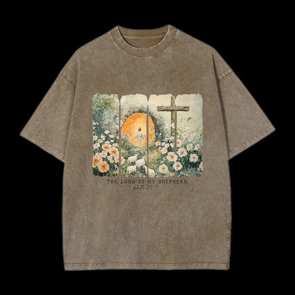 The Lord Is My Sheperd Christian Washed T-Shirt