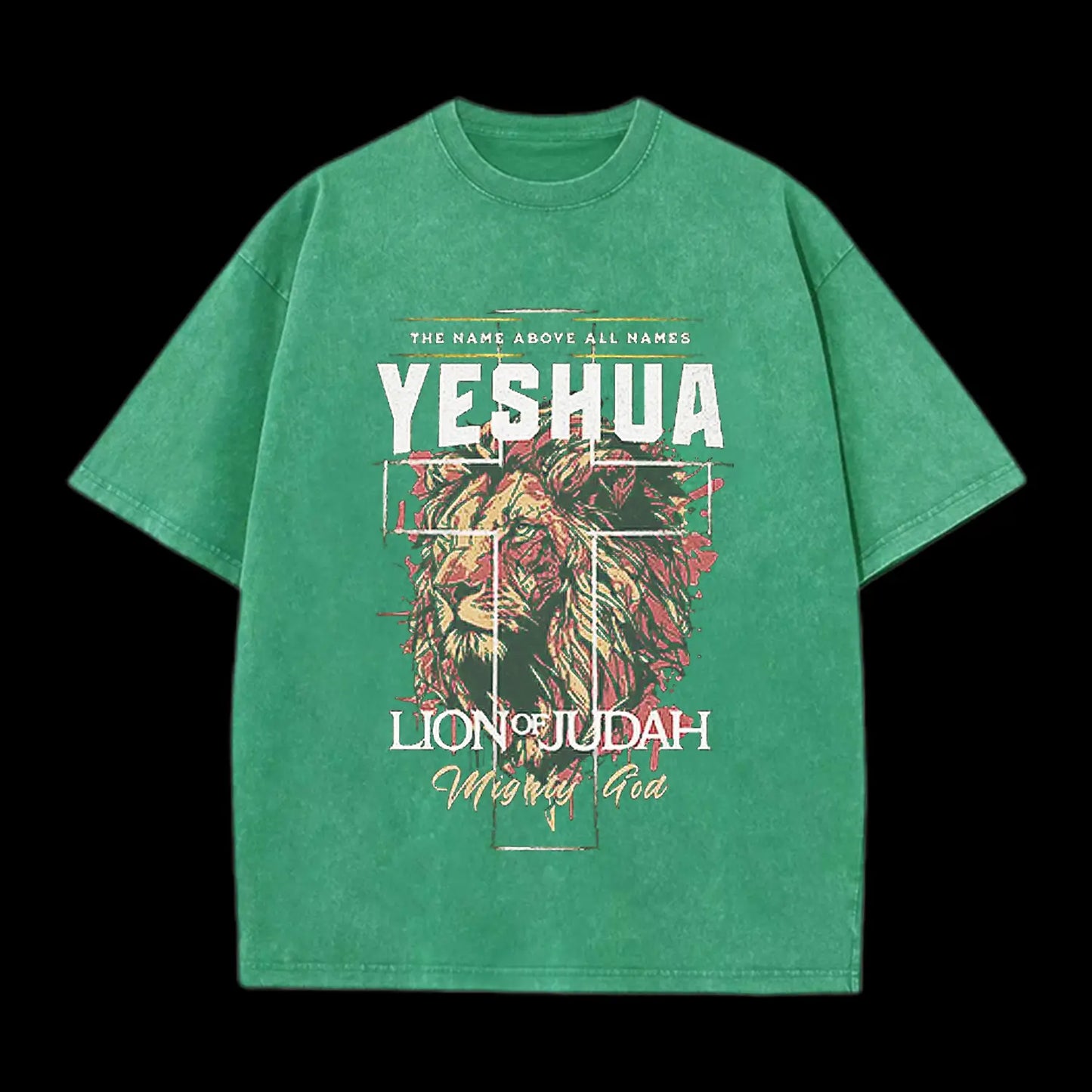 The Name Aboye All Names Yeshua Lion Of Judah Washed T-Shirt