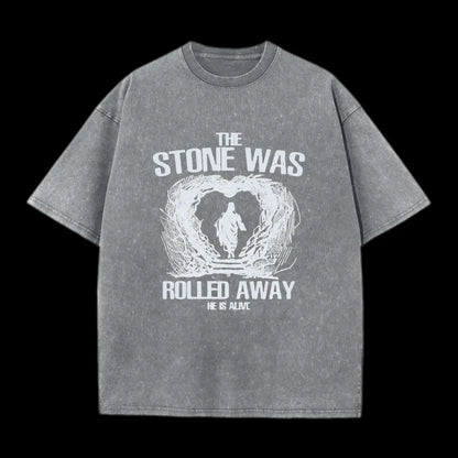 The Stone Was Rolling Away Christian Washed T-Shirt