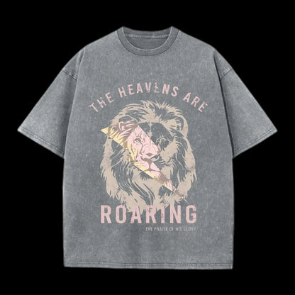 THE HEAVENS ARE ROARING CHRISTIAN WASHED T-SHIRT