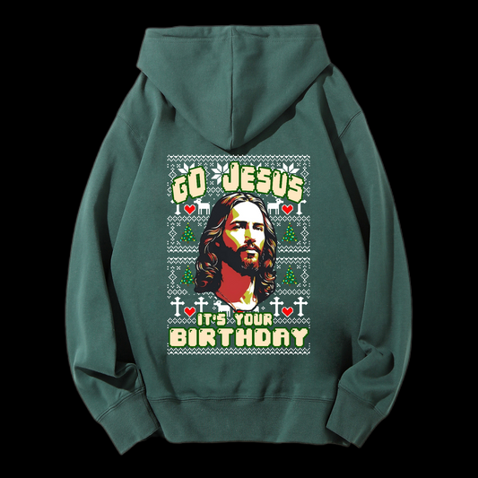 Go Jesus It's Your Birthday Christmas Drawstring Hoodie