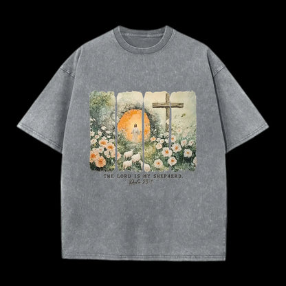The Lord Is My Sheperd Christian Washed T-Shirt