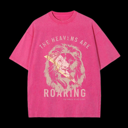 THE HEAVENS ARE ROARING CHRISTIAN WASHED T-SHIRT