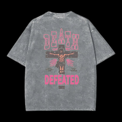 Death Defeated Christian Washed T-Shirt