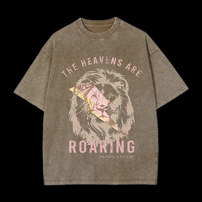 THE HEAVENS ARE ROARING CHRISTIAN WASHED T-SHIRT