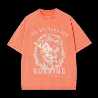 THE HEAVENS ARE ROARING CHRISTIAN WASHED T-SHIRT