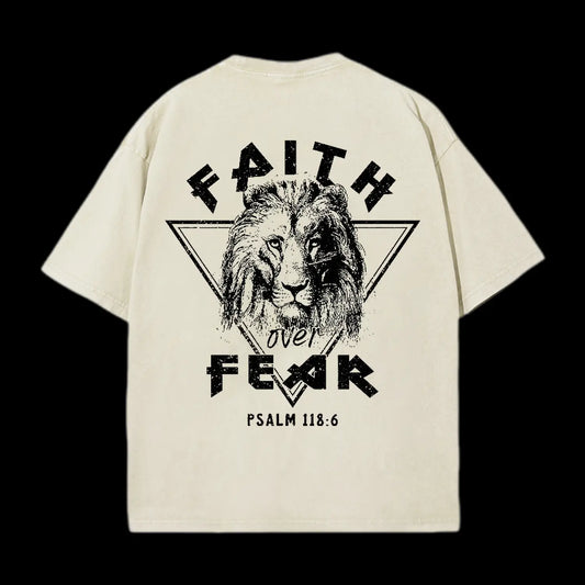 FAITH OVER FEAR LION CHRISTIAN TEE