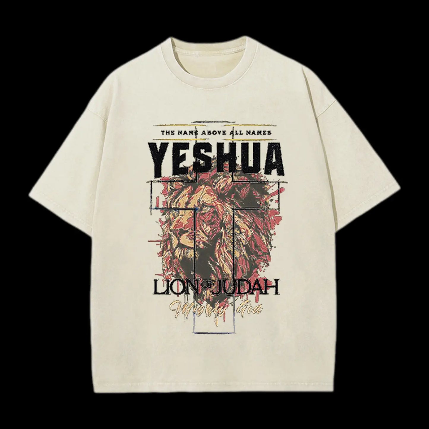The Name Aboye All Names Yeshua Lion Of Judah Washed T-Shirt