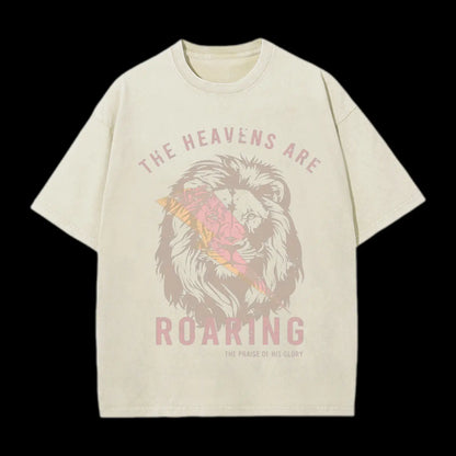 THE HEAVENS ARE ROARING CHRISTIAN WASHED T-SHIRT