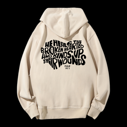 He Heals The Broken Hearted Drawstring Hoodie