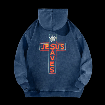 Jesus Saves Washed Hoodie