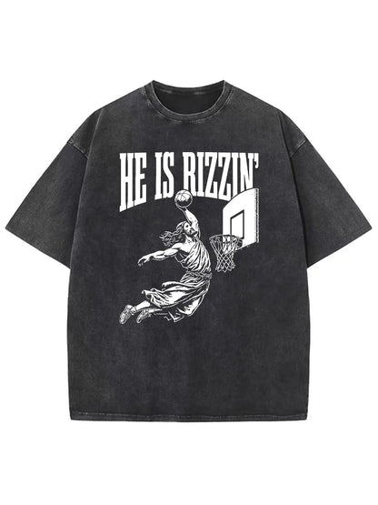 He Is Rizzin' Unisex Washed T-Shirt