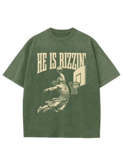 He Is Rizzin' Unisex Washed T-Shirt