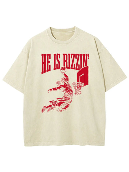 He Is Rizzin' Unisex Washed T-Shirt