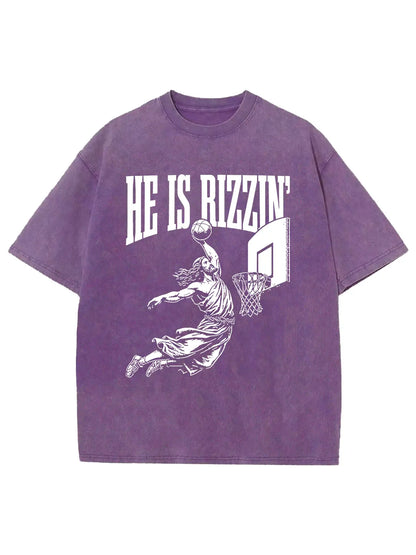 He Is Rizzin' Unisex Washed T-Shirt
