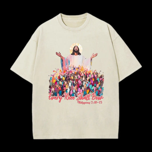Every Knee Shall Bones Christian Washed T-Shirt