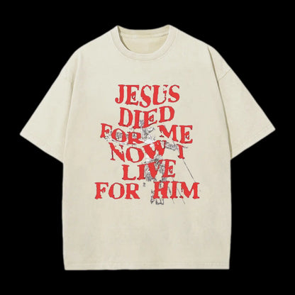 Jesus Died For Us Christian Washed T-Shirt