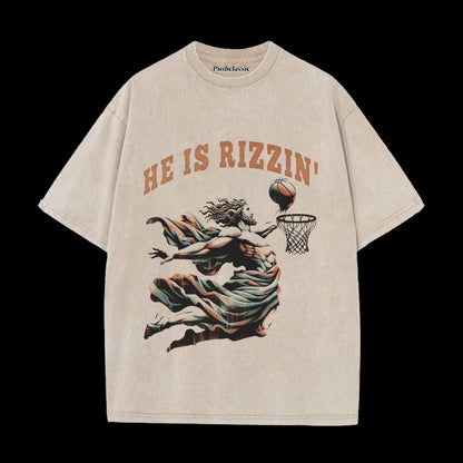 THE HE IS RIZZIN WASHED T-SHIRT
