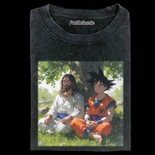 THE JESUS AND GOKU WASHED T-SHEIRT