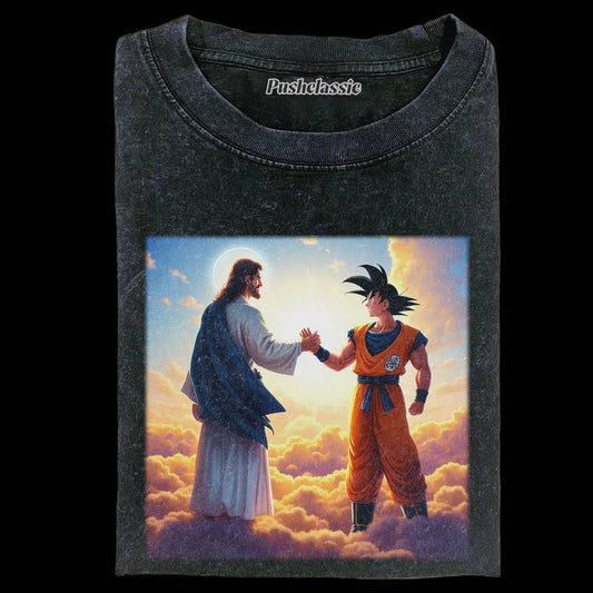 THE JESUS AND GOKU WASHED T-SHEIRT