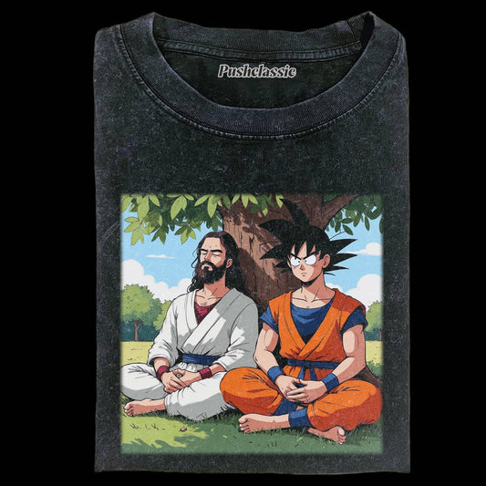 THE JESUS AND GOKU WASHED T-SHEIRT