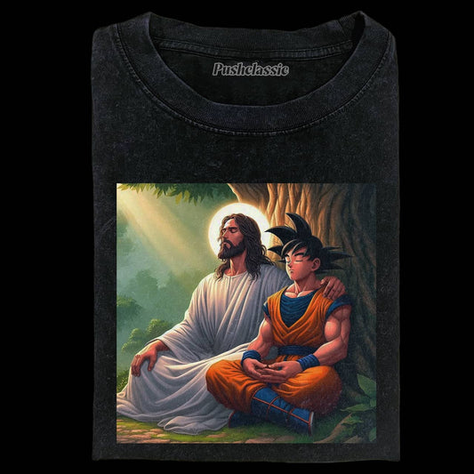 THE JESUS AND GOKU WASHED T-SHIRT