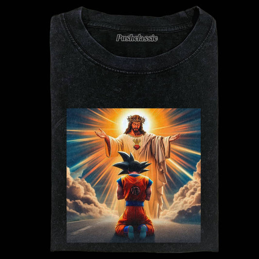 THE JESUS AND GOKU WASHED T-SHIRT