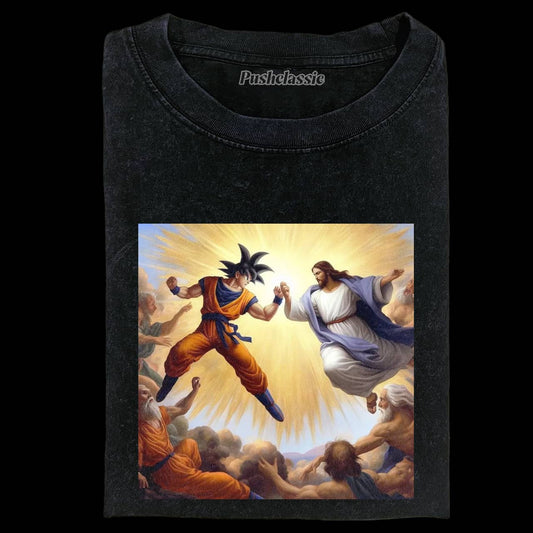 THE JESUS AND GOKU WASHED T-SHIRT