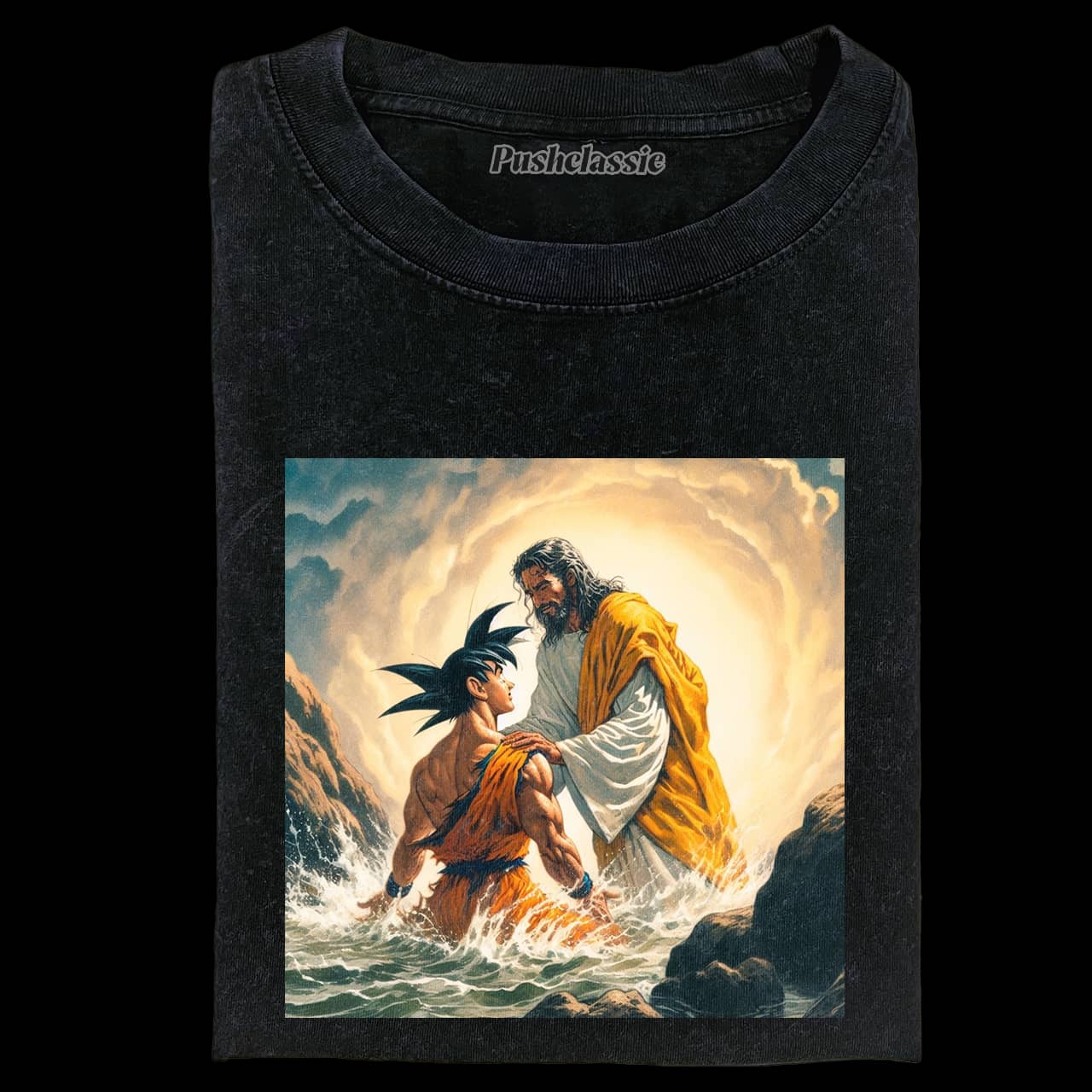 THE JESUS AND GOKU WASHED T-SHIRT
