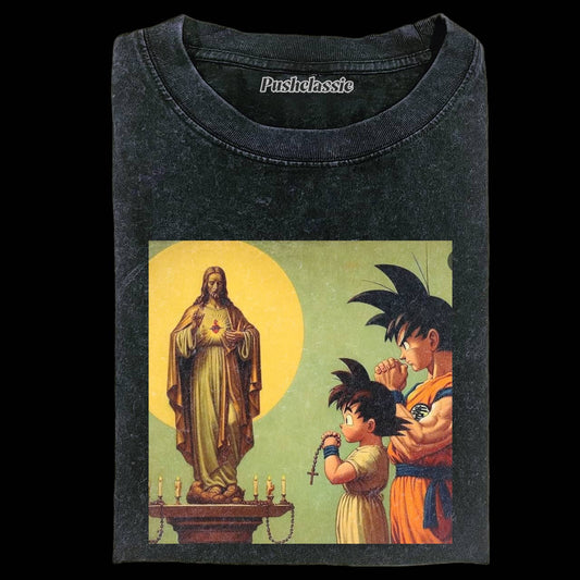 THE JESUS AND GOKU WASHED T-SHIRT