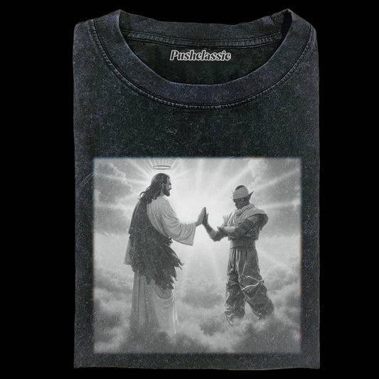 THE JESUS AND PICCOLO WASHED T-SHEIRT